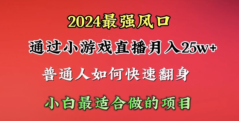 2024年最强风口，通过小游戏直播月入25w+单日收益5000+小白最适合做的项目 网赚 第1张