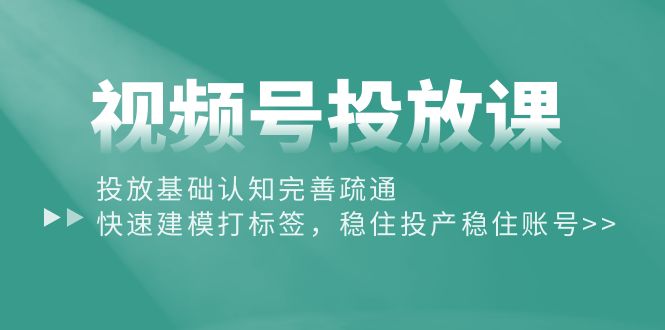 视频号投放课：投放基础认知完善疏通，快速建模打标签，稳住投产稳住账号 网赚 第1张