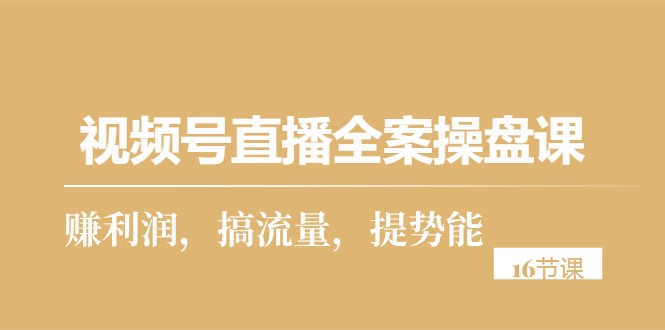 视频号直播全案操盘课，赚利润，搞流量，提势能（16节课） 网赚 第1张