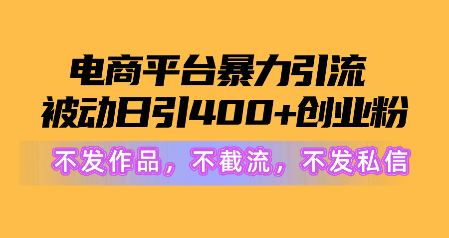 电商平台暴力引流,被动日引400+创业粉不发作品，不截流，不发私信 网赚 第2张