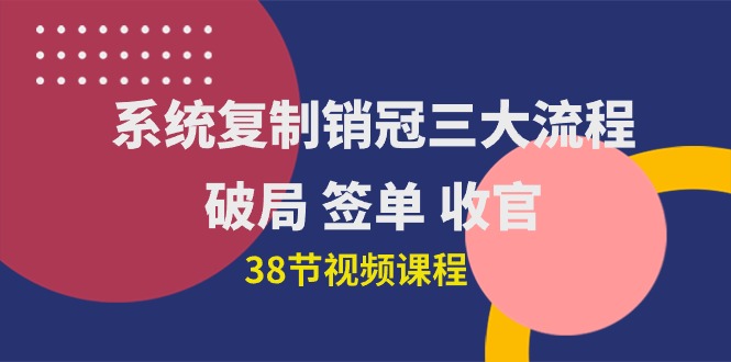 系统复制 销冠三大流程，破局 签单 收官（38节视频课） 网赚 第1张