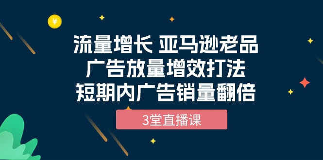 流量增长 亚马逊老品广告放量增效打法，短期内广告销量翻倍（3堂直播课） 网赚 第1张