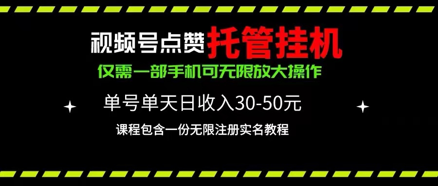 视频号点赞托管挂机，单号单天利润30~50，一部手机无限放大（附带无限… 网赚 第1张