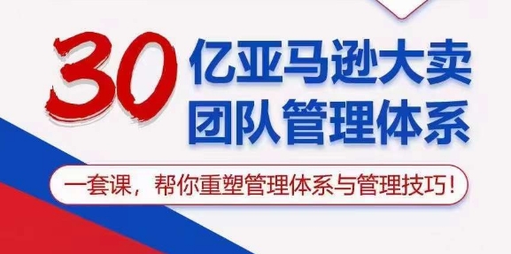 30亿 亚马逊 大卖团队管理体系，一套课，帮你重塑管理体系与管理技巧 网赚 第1张