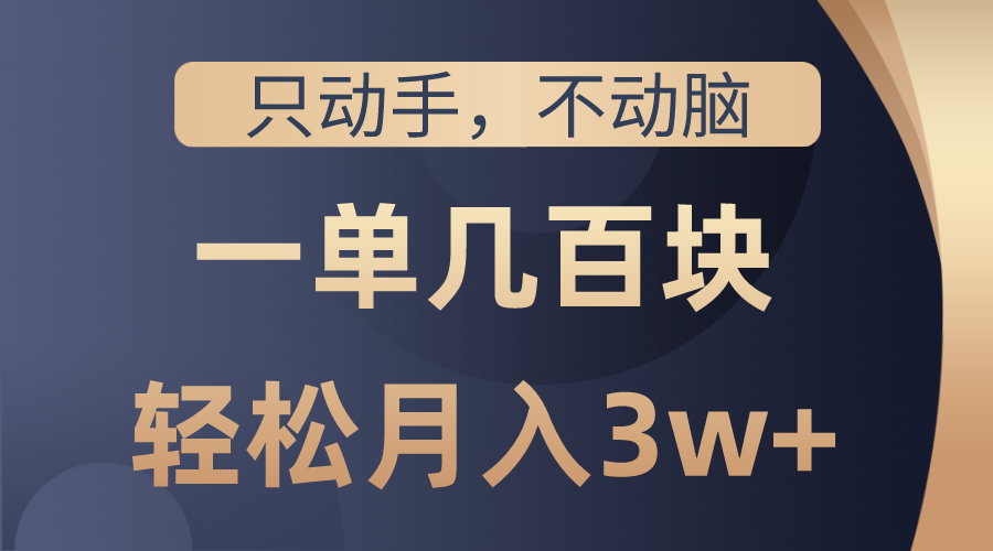 只动手不动脑，一单几百块，轻松月入3w+，看完就能直接操作，详细教程 网赚 第1张