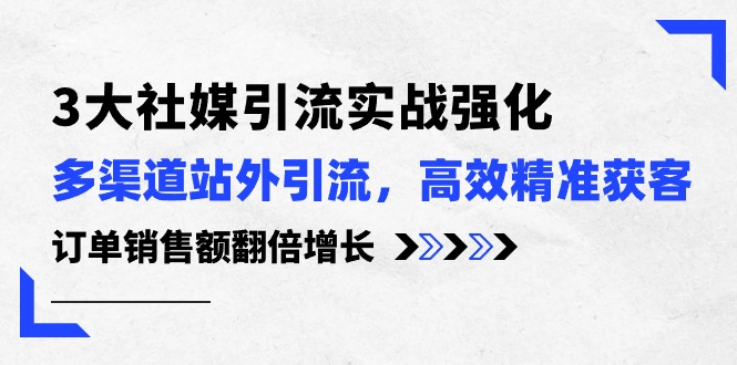 3大社媒引流实操强化，多渠道站外引流/高效精准获客/订单销售额翻倍增长 网赚 第1张