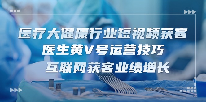 医疗 大健康行业短视频获客：医生黄V号运营技巧  互联网获客业绩增长-15节 网赚 第1张