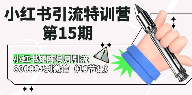 小红书引流特训营-第15期，小红书矩阵号月引流80000+到微信（10节课） 网赚 第1张