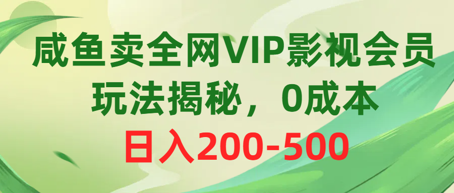 咸鱼卖全网VIP影视会员，玩法揭秘，0成本日入200-500 网赚 第1张