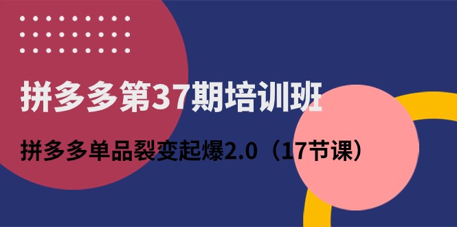 拼多多第37期培训班：拼多多单品裂变起爆2.0（17节课） 网赚 第1张