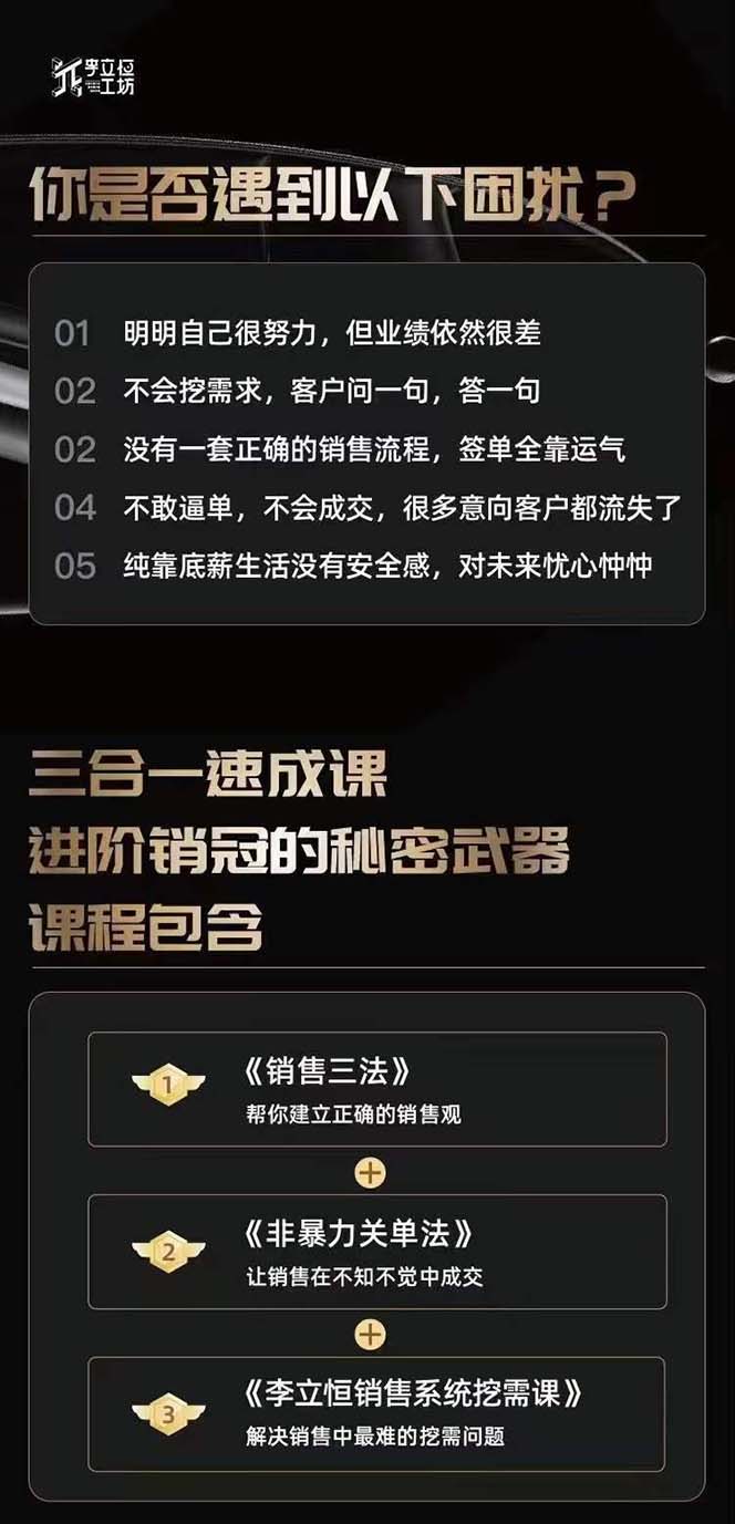 从小新手到销冠 三合一速成：销售3法+非暴力关单法+销售系统挖需课 (27节) 网赚 第2张