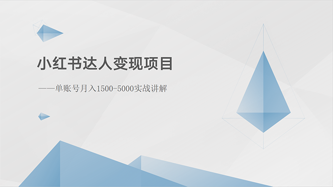 小红书达人变现项目：单账号月入1500-3000实战讲解 网赚 第1张