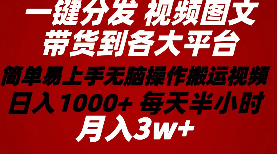 2024年 一键分发带货图文视频  简单易上手 无脑赚收益 每天半小时日入1… 网赚 第1张