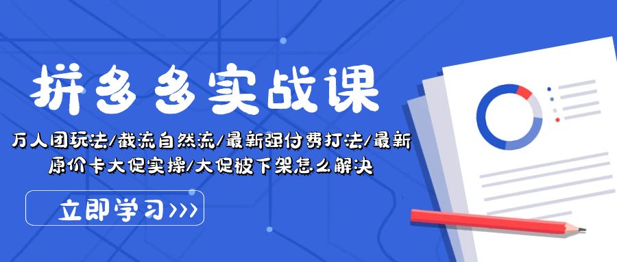 拼多多·实战课：万人团玩法/截流自然流/最新强付费打法/最新原价卡大促.. 网赚 第1张