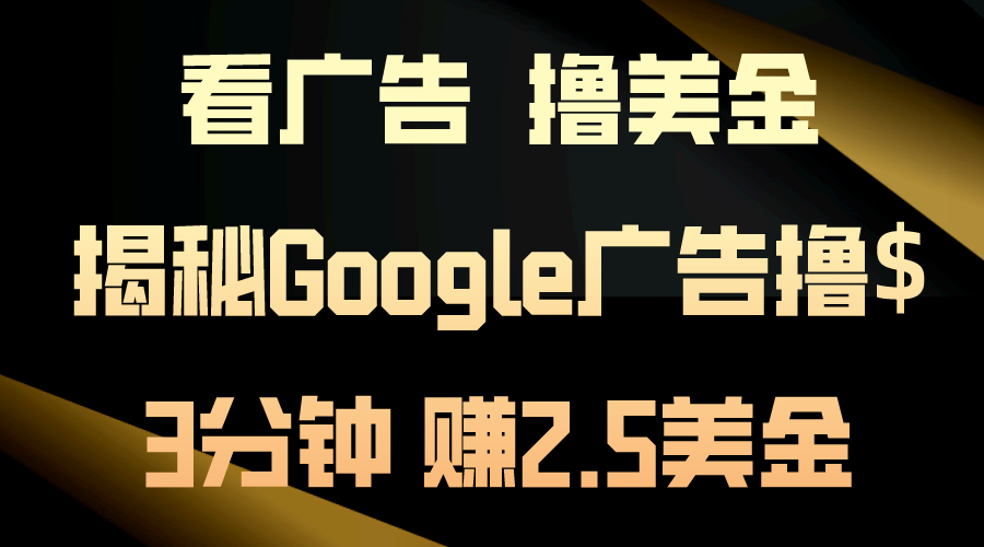 看广告，撸美金！3分钟赚2.5美金！日入200美金不是梦！揭秘Google广告… 网赚 第1张