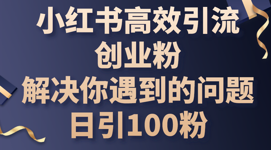 小红书高效引流创业粉，解决你遇到的问题，日引100粉 网赚 第1张