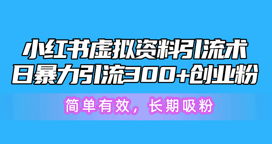 小红书虚拟资料引流术，日暴力引流300+创业粉，简单有效，长期吸粉 网赚 第1张