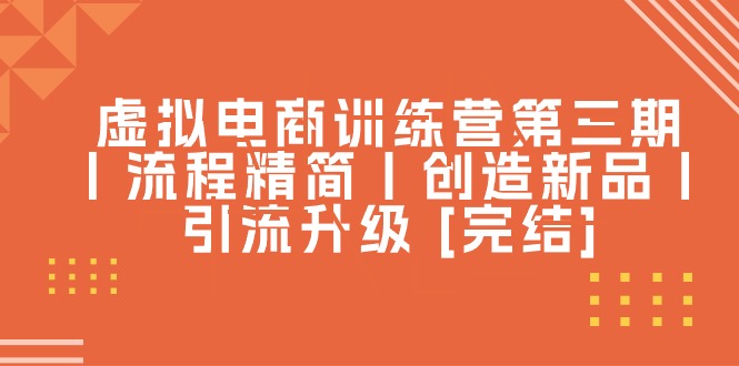 虚拟电商训练营第三期丨流程精简丨创造新品丨引流升级 网赚 第1张