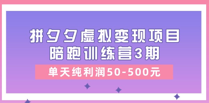 某收费培训《拼夕夕虚拟变现项目陪跑训练营3期》单天纯利润50-500元 网赚 第1张