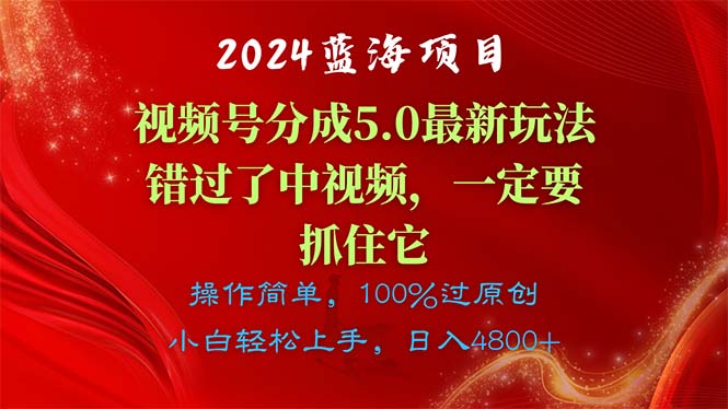 2024蓝海项目，视频号分成计划5.0最新玩法，错过了中视频，一定要抓住… 网赚 第1张