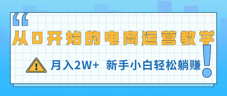 从0开始的电商运营教学，月入2W+，新手小白轻松躺赚 网赚 第1张