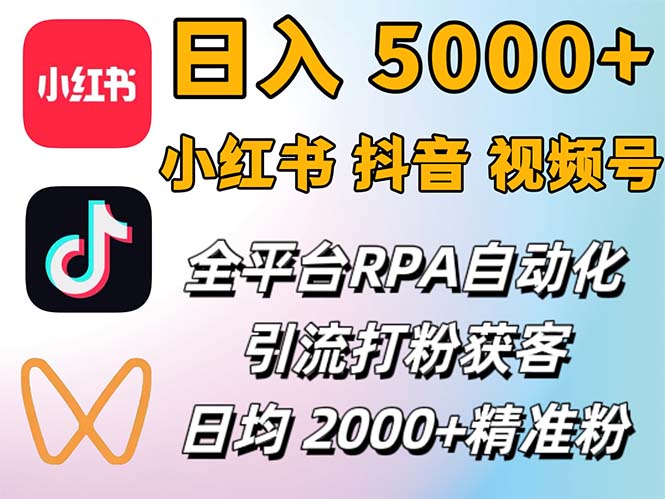 小红书、抖音、视频号RPA全自动矩阵引流截流获客工具，日均2000+精准粉丝 网赚 第1张