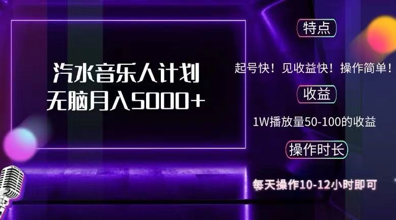 抖音汽水音乐人计划无脑月入5000+ 网赚 第1张