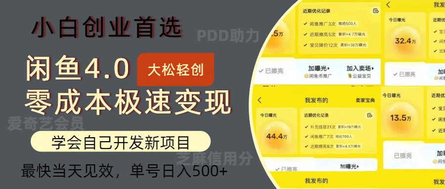 闲鱼0成本极速变现项目，多种变现方式 单号日入500+最新玩法 网赚 第1张