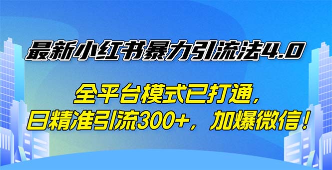 最新小红书暴力引流法4.0， 全平台模式已打通，日精准引流300+，加爆微… 网赚 第1张