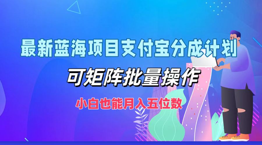 最新蓝海项目支付宝分成计划，可矩阵批量操作，小白也能月入五位数 网赚 第1张