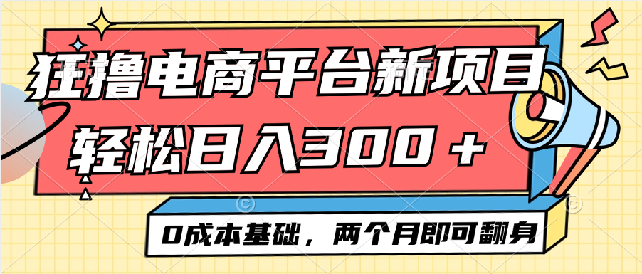 电商平台新赛道变现项目小白轻松日入300＋0成本基础两个月即可翻身 网赚 第1张