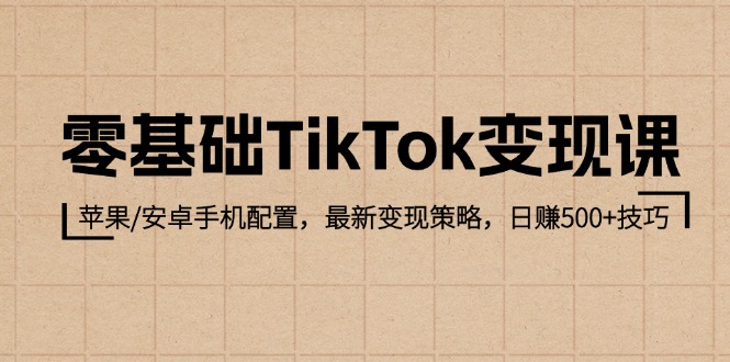 零基础TikTok变现课：苹果/安卓手机配置，最新变现策略，日赚500+技巧 网赚 第1张