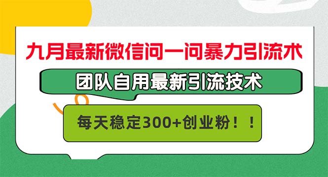 九月最新微信问一问暴力引流术，团队自用引流术，每天稳定300+创… 网赚 第1张