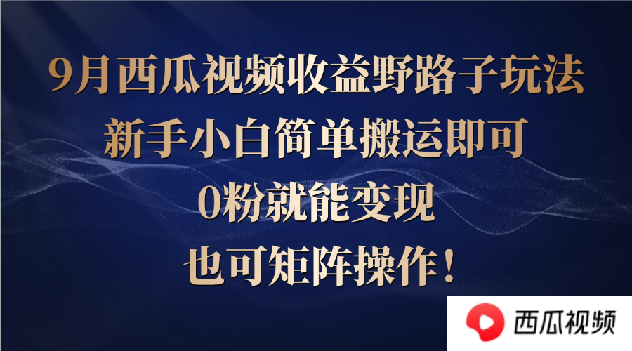 西瓜视频收益野路子玩法，新手小白简单搬运即可，0粉就能变现，也可矩… 网赚 第1张