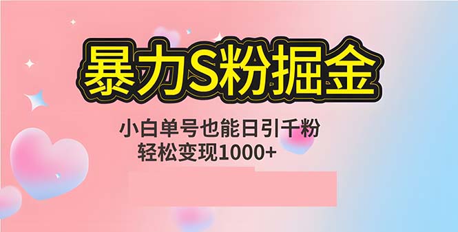 单人单机日引千粉，变现1000+，S粉流量掘金计划攻略 网赚 第1张